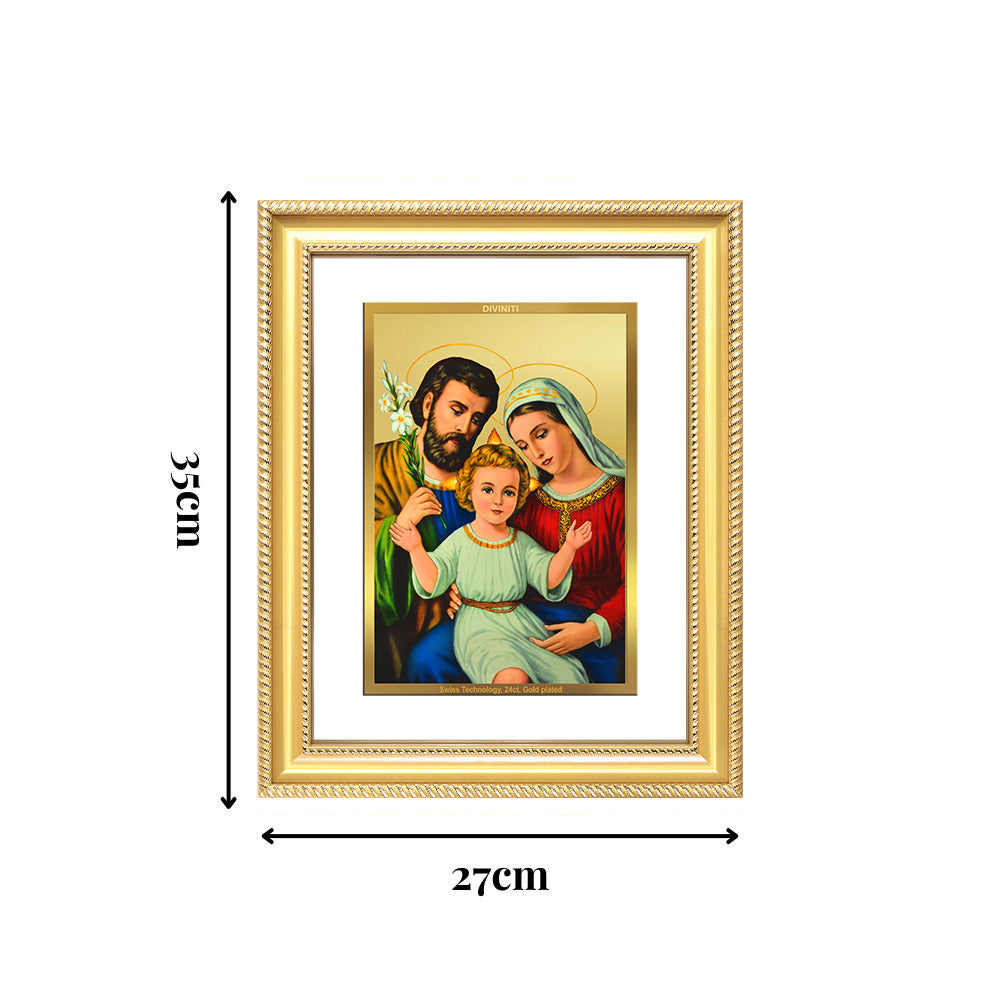 Diviniti 24K Gold Plated Holy Family (Classic) Divine Wall Frame for Home Mandir & Office Decor | Luxury Spiritual Gift