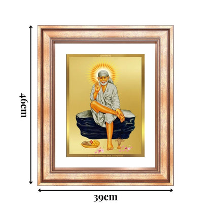 Diviniti 24K Gold Plated Sai Baba (Classic) Divine Wall Frame for Home Mandir & Office Decor | Luxury Spiritual Gift