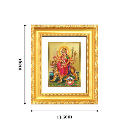 Diviniti 24K Gold Plated Durga - Sherawali Mata With Pind |Divine Table Top Frame for Home Mandir & Office Decor | Luxury Spiritual Gift