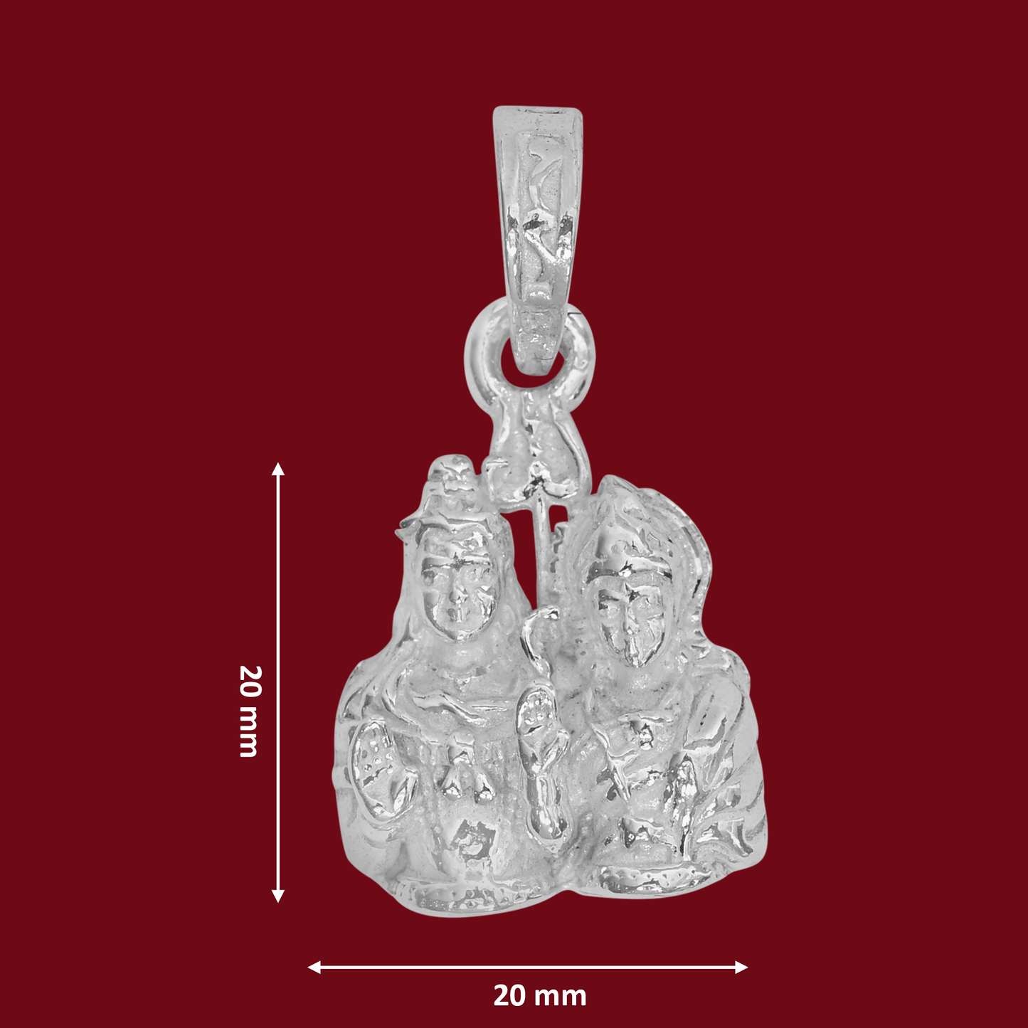 DIVINITI 925 Pure Silver Shiv Parvati Big Pendant For Men, Women & Kids Divine God Pendant For Birthday, Anniversary, Special Occasion Gift (2x2 CM 12 g)