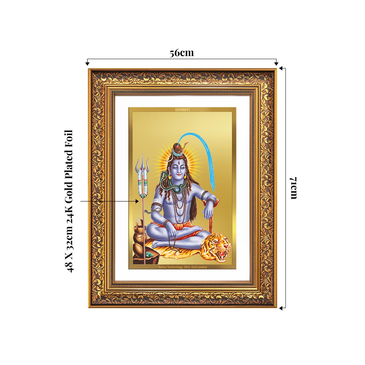 Lord Shiva | Mahadev The Supreme Consciousness Wall Mount Photo Frame in 24K Gold Plated Foil