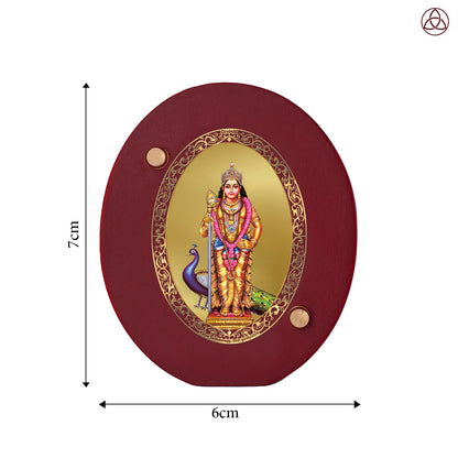 Murugan | Divine Lord Murugan Car Dashboard & Tabletop Photo Frame in 24K Gold Plated Foil