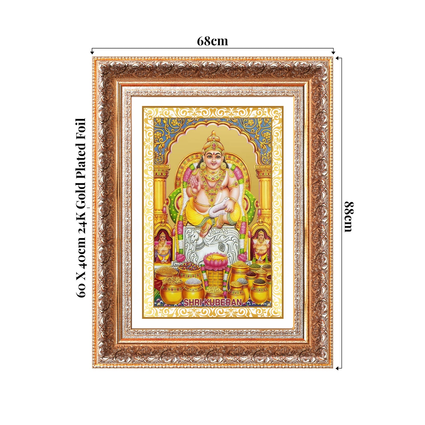 Lord Kuber | God of Wealth Wall Photo Frame in 24K Gold Plated Foil