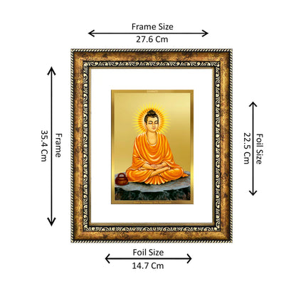 DIVINITI 24K Gold Plated Buddha Wall Photo Frame for Home Decor, Wall Hanging, Table Top, Puja Room & Gift DG113S3 (27.6X35.4 CM)