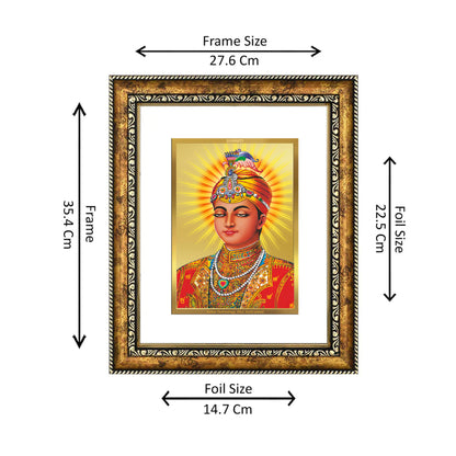 DIVINITI 24K Gold Plated Foil Guru Harkrishan Wall Photo Frame for Home Decor, Wall Hanging, Table Top, Puja Room & Gift DG113S3 (27.6x35.4 CM)
