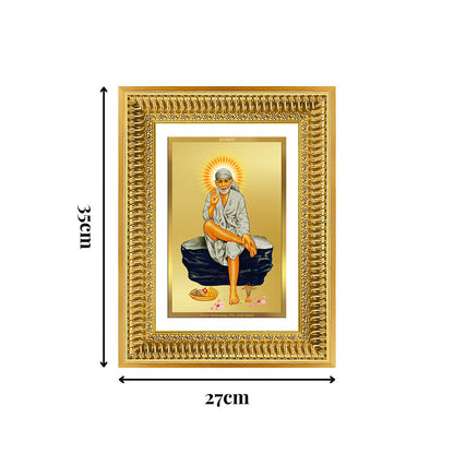 Diviniti 24K Gold Plated Sai Baba (Classic) Divine Wall Frame for Home Mandir & Office Decor | Luxury Spiritual Gift