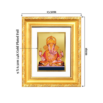 DIVINITI 24K Gold Plated Foil Dagdu Ganesha Photo Frame for Home Decor, Prosperity, Luck DG 103 Size 1 (15.3x14.9 CM)