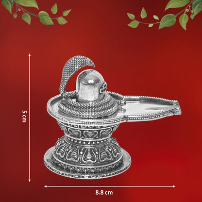 Diviniti 925 Pure Silver Shiv Ling Idol Statue Authentic Spiritual Worship and Meditation for Home Office Décor, Tabletop, Puja Room Gift (5x8.8 CM, 88g)