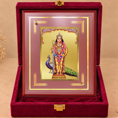 24K Gold-Plated Murugan MDF Frame | Premium Gift Box | 22 X 18 CM