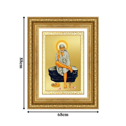 Diviniti 24K Gold Plated Sai Baba (Classic) Divine Wall Frame for Home Mandir & Office Decor | Luxury Spiritual Gift