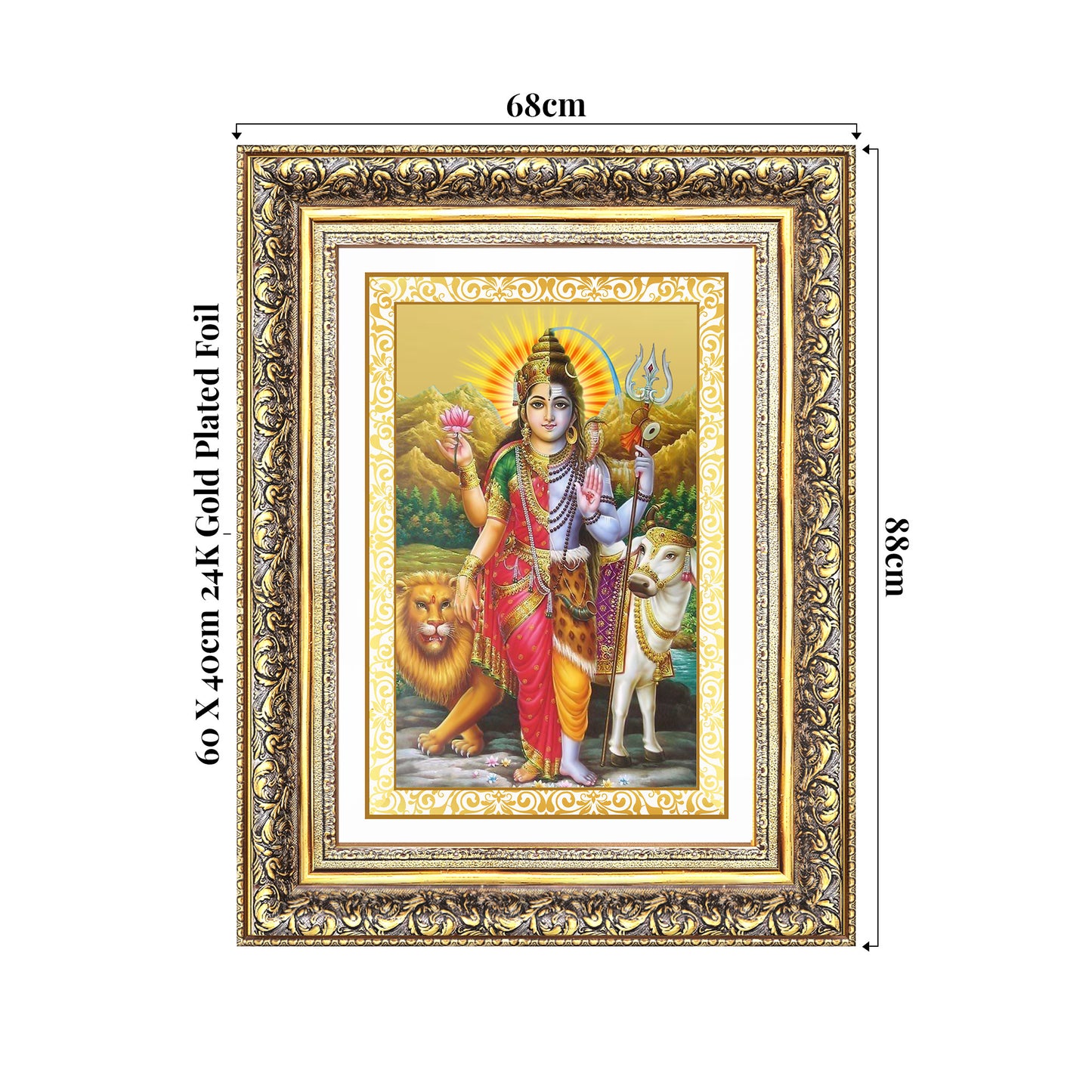 Ardhnarishwara | Naranari | Ammaiyappan Ardhanarinateshvara for Wall Photo Frame in 24K Gold Plated Foil