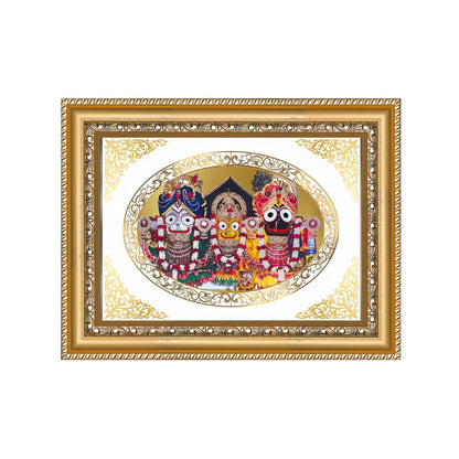 Jagannath Balabhadra Subhadra | Divine Trinity Wall & Tabletop Royal Photo Frame in 24K Gold Plated Foil