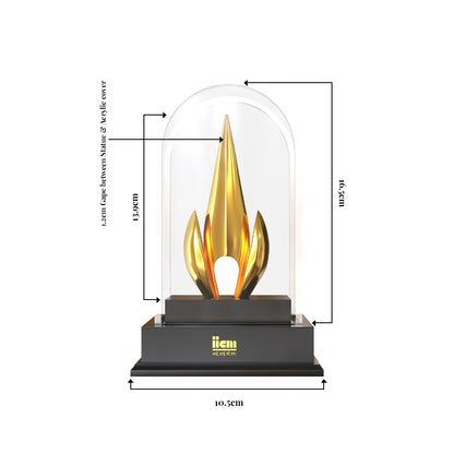 Luxury Flame of Excellence Personalized Trophy Premium Crystal Dome Award with Golden Flame Sculpture