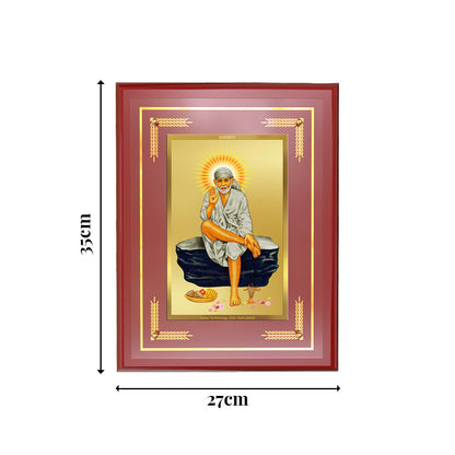 Diviniti Shirdi Sai Baba Wall Photo Frame in 24K Gold Plated Foil | Faith, Peace & Divine Blessings