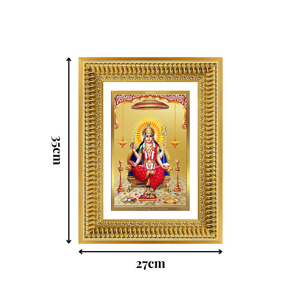 Diviniti 24K Gold Plated Santoshi Mata (Classic) Divine Wall Frame for Home Mandir & Office Decor | Luxury Spiritual Gift