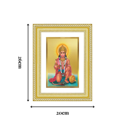 Diviniti 24K Gold Plated Ashirwad Hanuman (Classic) Divine Wall Frame for Home Mandir & Office Decor | Luxury Spiritual Gift