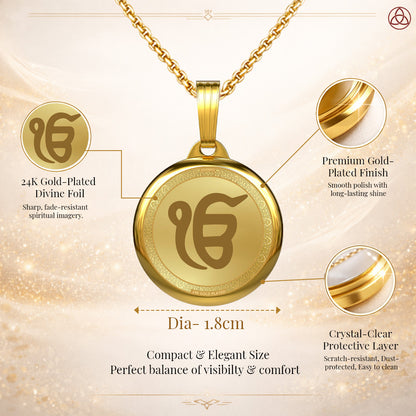 Diviniti 24K Gold Plated Ik Onkar & Khanda Pendant – 18mm Double-Sided Spiritual Pendant