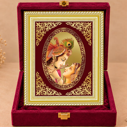 24K Gold-Plated Radha Krishna Frame | Premium Gift Box | 35x27 CM