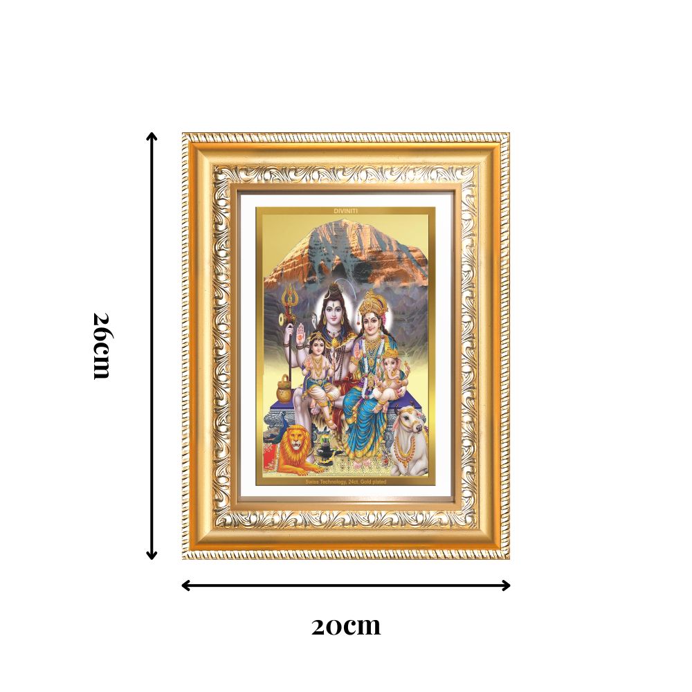 Diviniti 24K Gold Plated Shiv Parivar (Classic) Divine Wall Frame for Home Mandir & Office Decor | Luxury Spiritual Gift