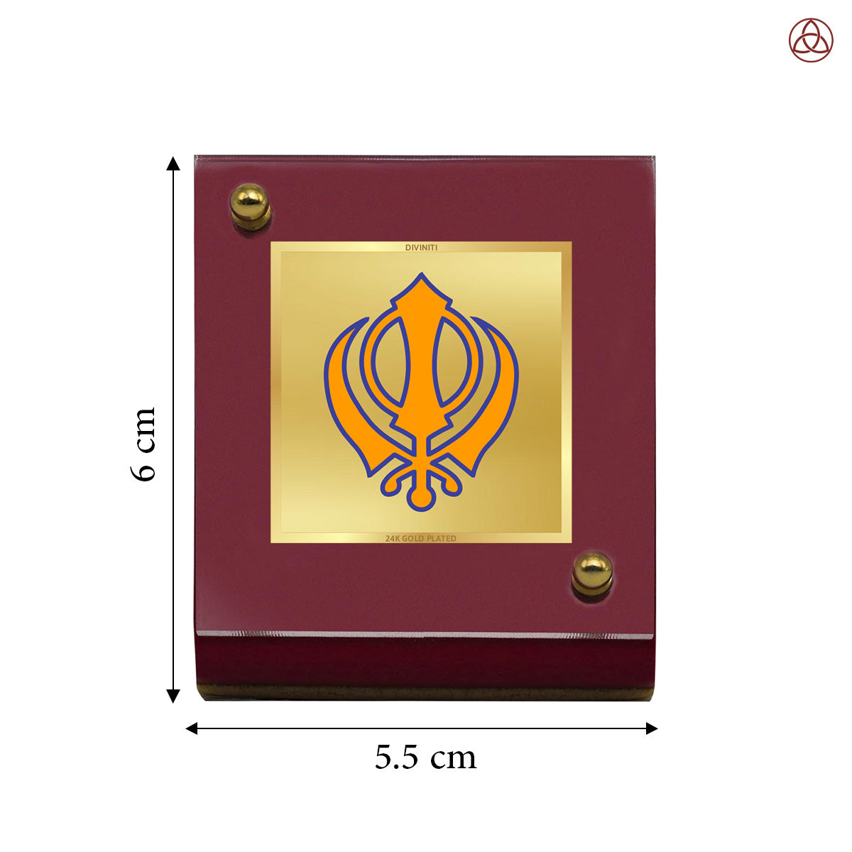 Khanda Sahib | Divine Sikh Khanda Car Dashboard & Tabletop Photo Frame in 24K Gold Plated Foil