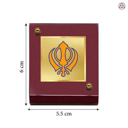Khanda Sahib | Divine Sikh Khanda Car Dashboard & Tabletop Photo Frame in 24K Gold Plated Foil