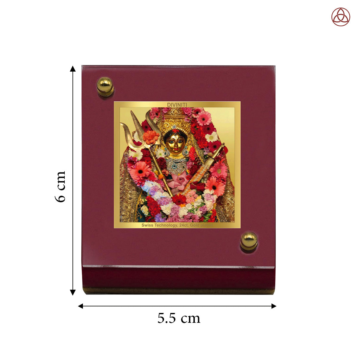 Katyani Mata | Divine Goddess Katyani Car Dashboard & Tabletop Photo Frame in 24K Gold Plated Foil