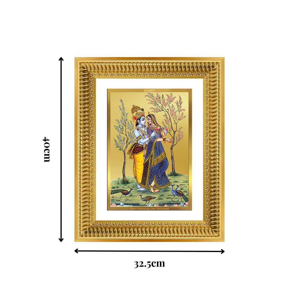 Diviniti 24K Gold Plated Radha Krishna (Classic) Divine Wall Frame for Home Mandir & Office Decor | Luxury Spiritual Gift