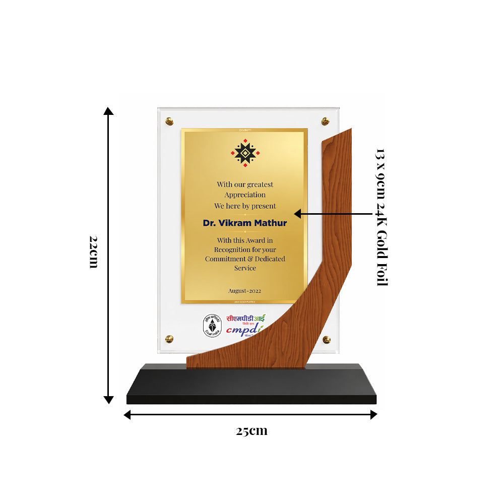 Customized Memento with Matter Printed on 24K Gold Plated Foil | Premium Corporate Gifting Award