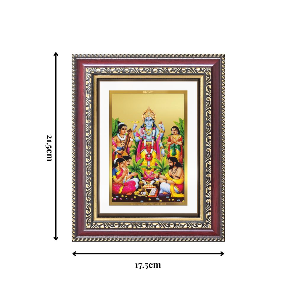 Diviniti 24K Gold Plated Satyanarayan (Classic) Divine Wall and Table Top Frame for Home Mandir & Office Decor | Luxury Spiritual Gift