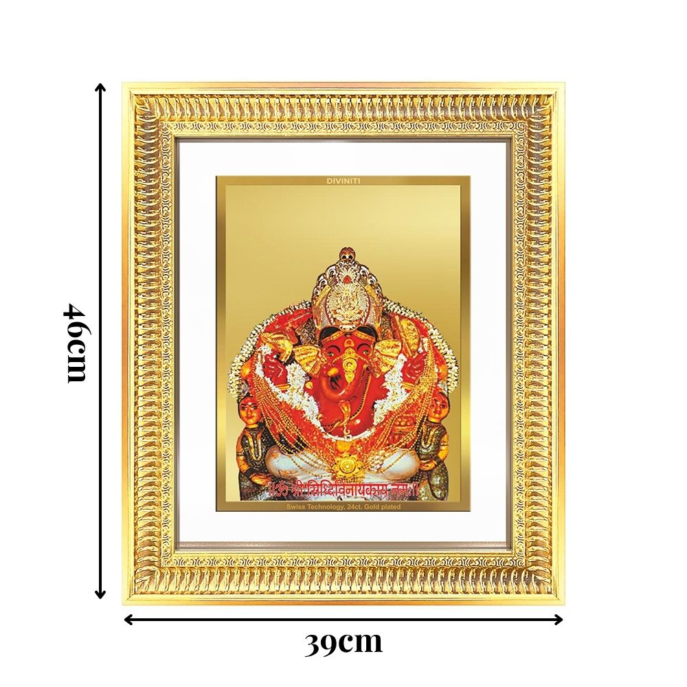 Diviniti 24K Gold Plated Siddhi Vinayak (Classic) Divine Wall Frame for Home Mandir & Office Decor | Luxury Spiritual Gift