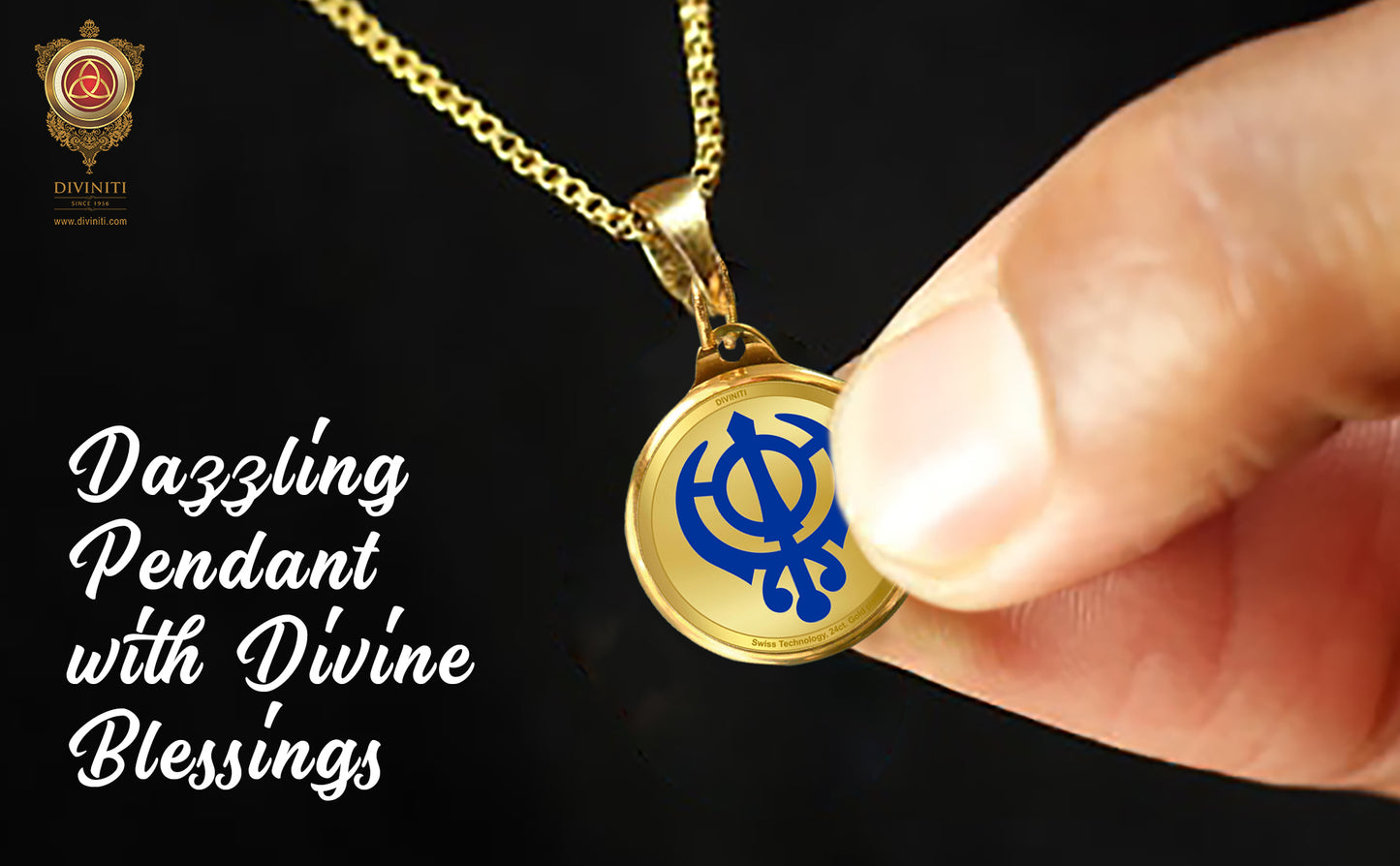 Diviniti 24K Double sided Gold Plated Pendant KHANDA SAHIB & IK ONKAR |22 MM Flip Coin (1 PCS)