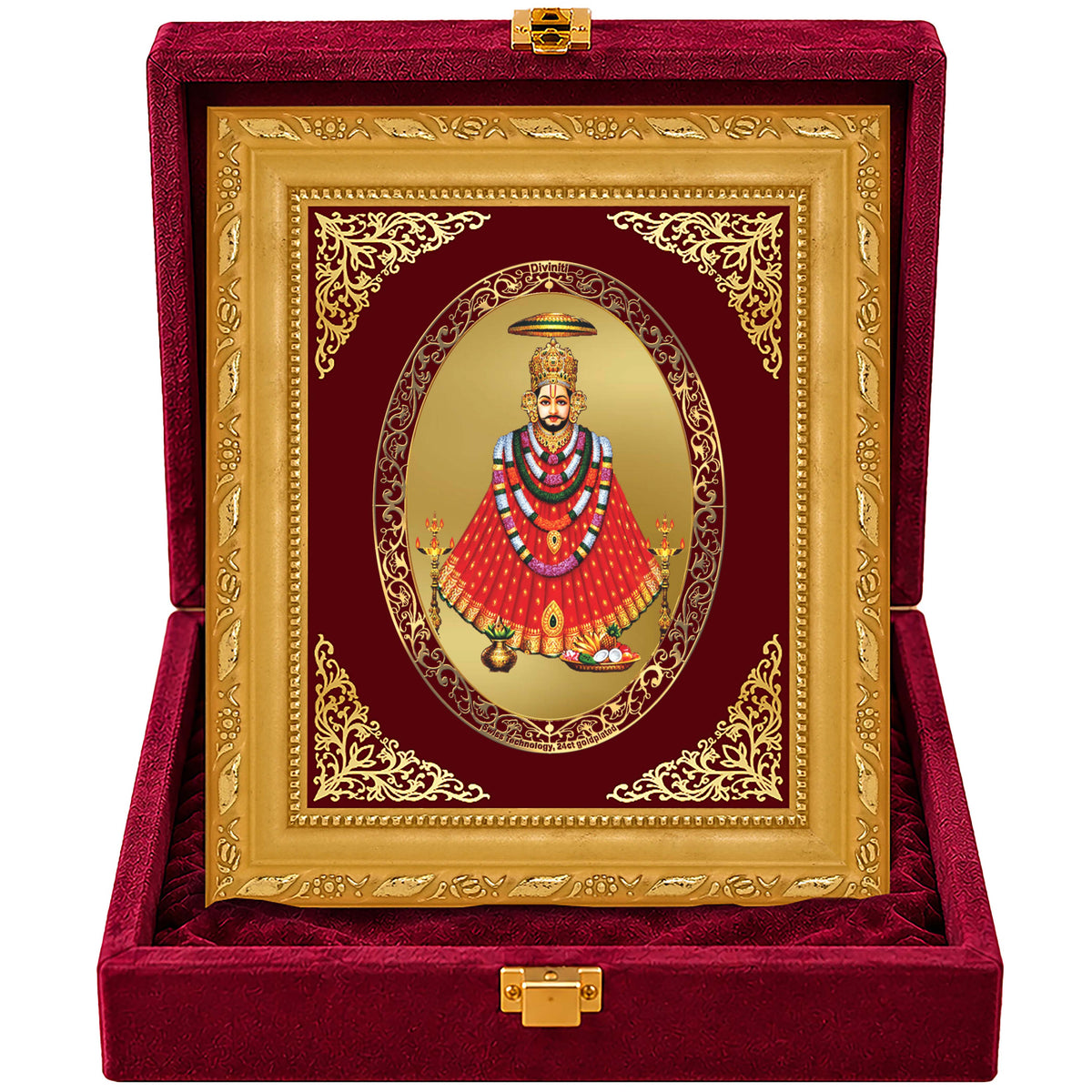 24K Gold-Plated Khatu Shyam Ji Frame | Premium Gift Box | 21.5x17.5 CM