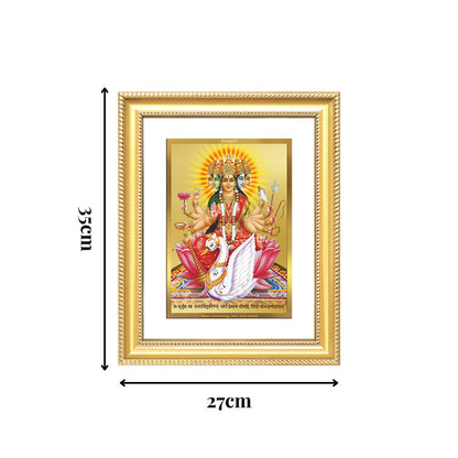 Diviniti 24K Gold Plated Gayatri Maa (Classic) Divine Wall Frame for Home Mandir & Office Decor | Luxury Spiritual Gift