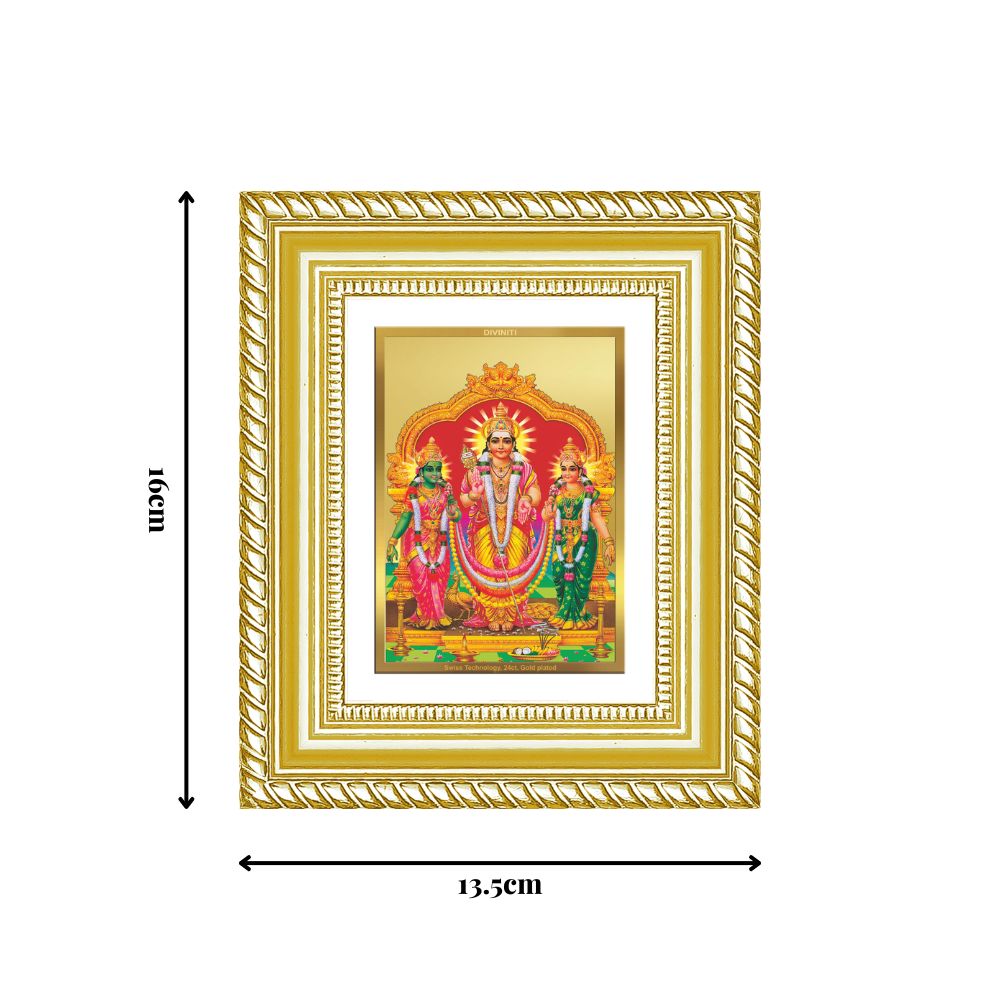 Diviniti 24K Gold Plated Murugan Velli Divine Table Top Frame for Home Mandir & Office Decor | Luxury Spiritual Gift