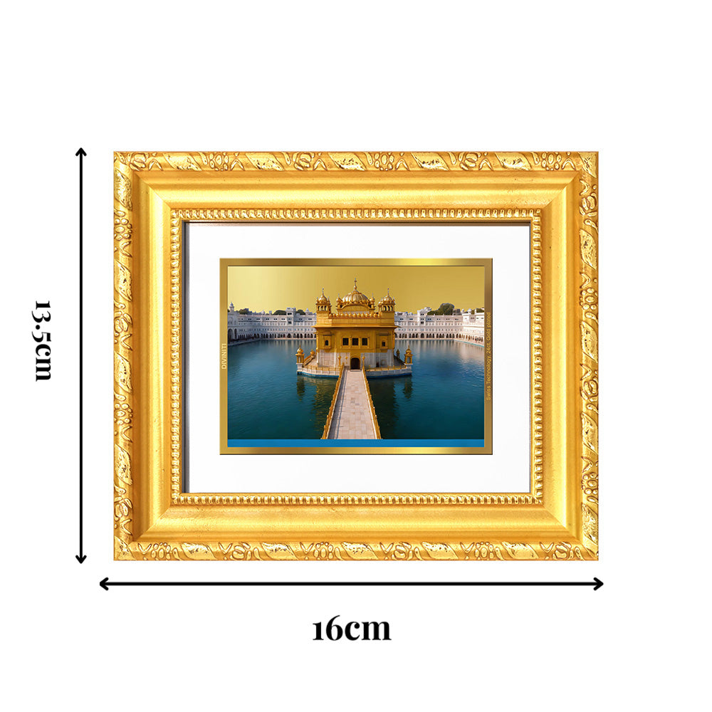 Diviniti 24K Gold Plated Golden Temple |Divine Table Top Frame for Home Mandir & Office Decor | Luxury Spiritual Gift