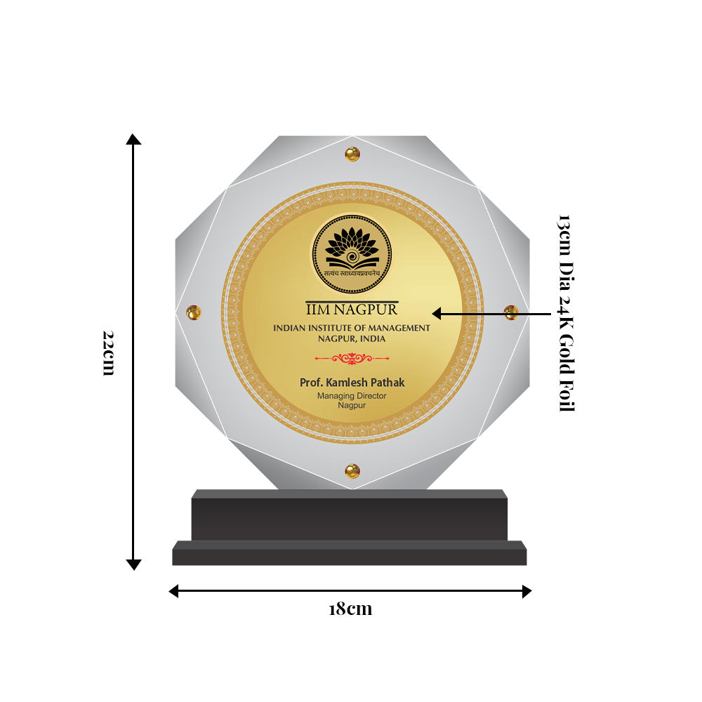 Diviniti Customized Memento with Matter Printed on 24K Gold Plated Foil | Luxury Personalized Award | Premium Corporate Gift Plaque