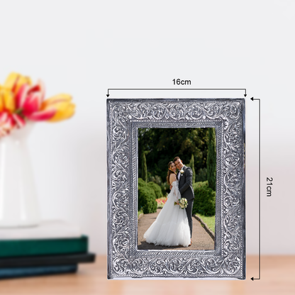 Pure Silver Vintage Photo Frame Rectangle Design (17x22 cm 257g)