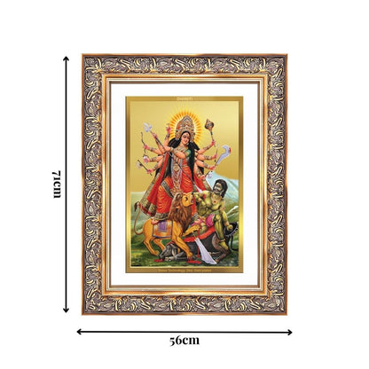 Diviniti 24K Gold Plated Durga - Mahishasura Mardini (Classic) Divine Wall Frame for Home Mandir & Office Decor | Luxury Spiritual Gift