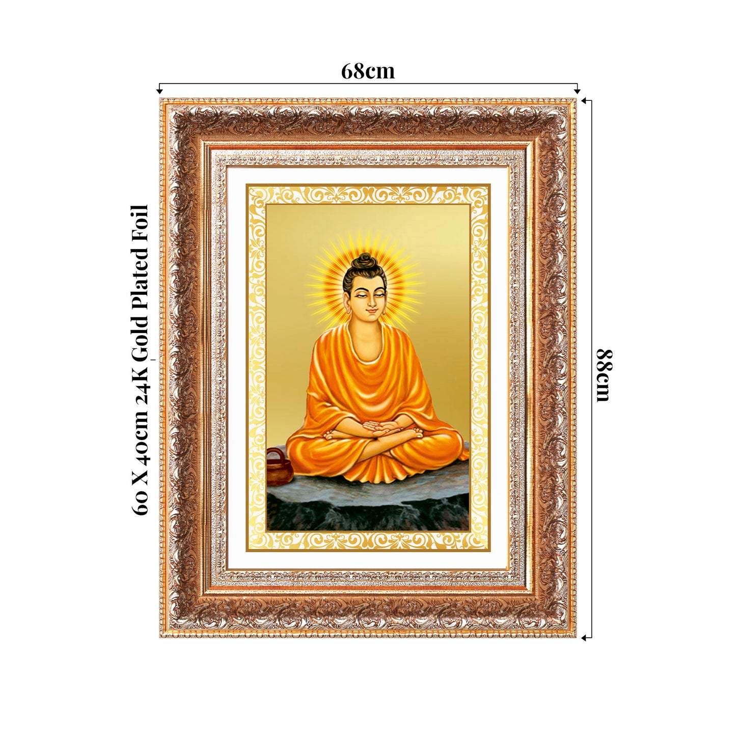 Lord Buddha |  Gautam Buddha | Wall Photo Frame in 24K Gold Plated Foil