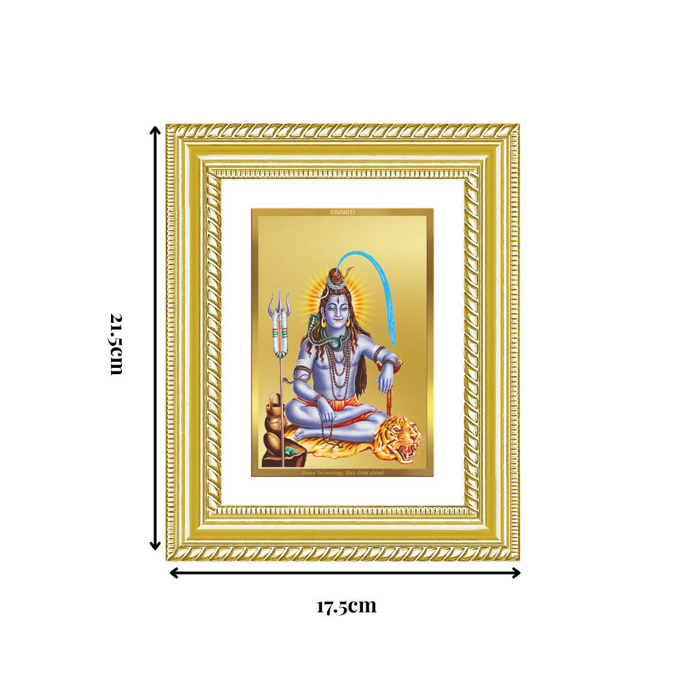 Diviniti 24K Gold Plated Shiva (Classic) Divine Wall and Table Top Frame for Home Mandir & Office Decor | Luxury Spiritual Gift