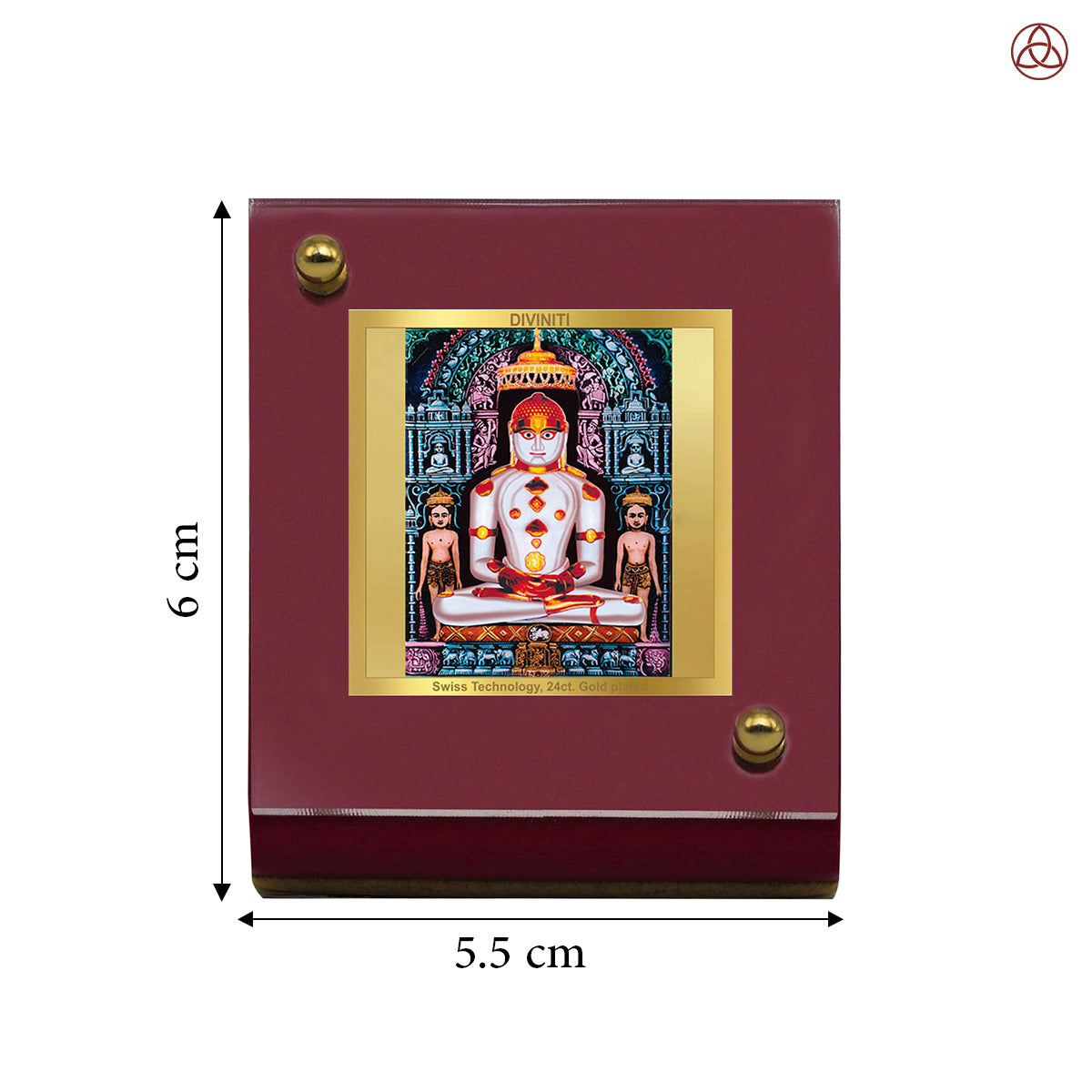 Adinath | Jain Tirthankara Car Dashboard & Tabletop Photo Frame in 24K Gold Plated Foil