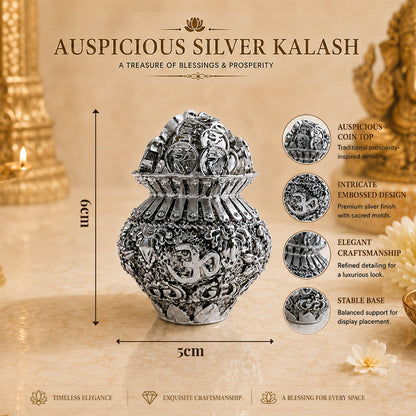Diviniti 999 Silver Plated Antique Kuber Kalash With Gift Box  – A Symbol of Prosperity & Abundance