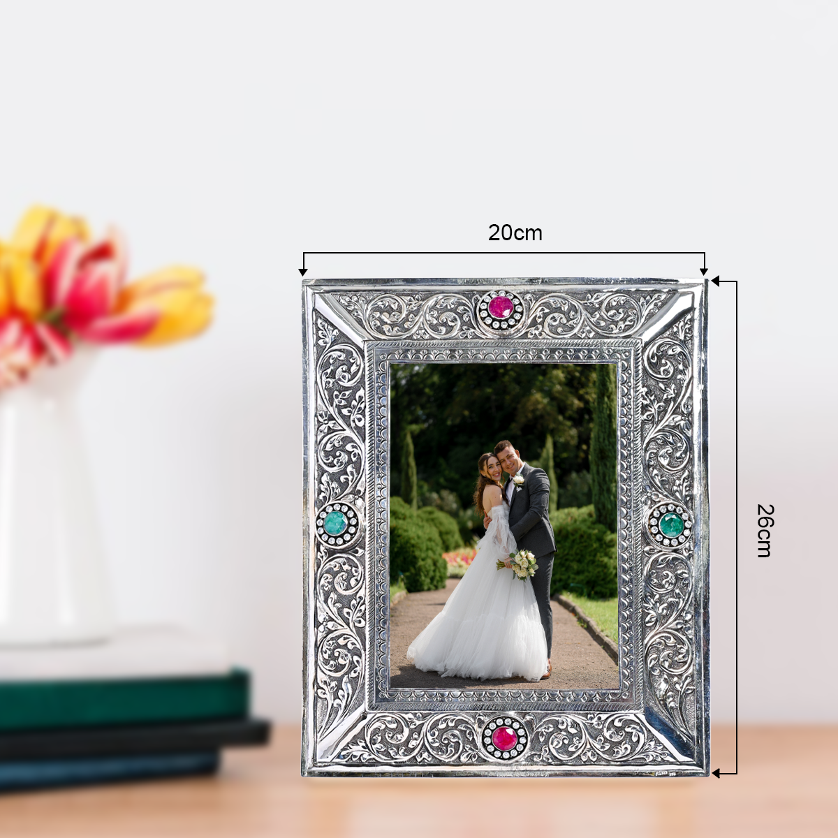 Pure Silver Vintage Evil Eyes Photo Frame Rectangle Design (20x26 cm 570g)