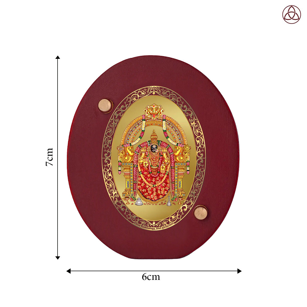 Goddess Padmavathi Car Dashboard & Tabletop Photo Frame, 24K gold-plated, 7x6 cm, intricate design.