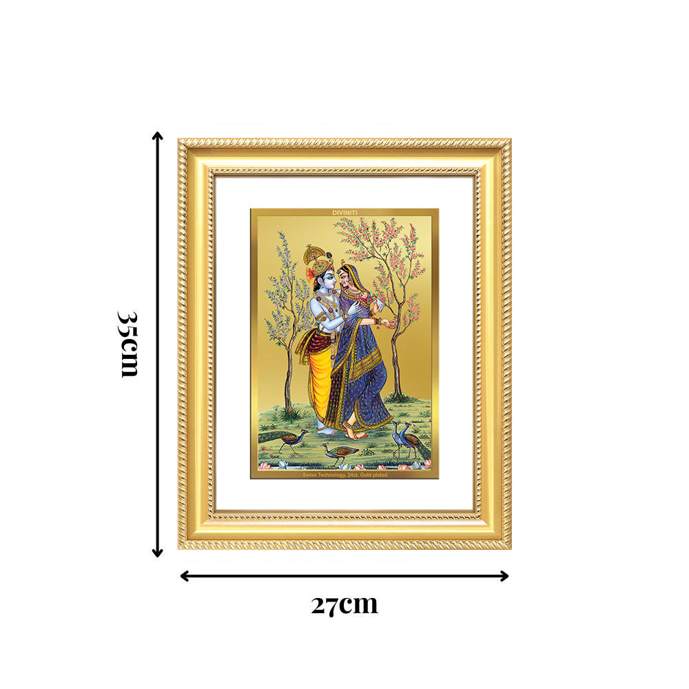 Diviniti 24K Gold Plated Radha Krishna (Classic) Divine Wall Frame for Home Mandir & Office Decor | Luxury Spiritual Gift