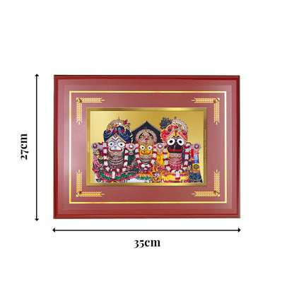 Diviniti 24K Gold Plated Lord Jagannath, Subhadra & Balabhadra Blessing Tabletop Photo Frame | Divine Protection, Harmony & Spiritual Grace