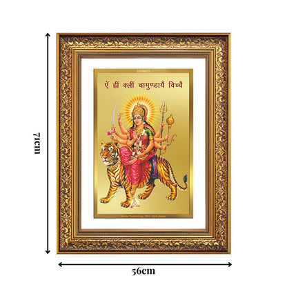 Diviniti 24K Gold Plated Durga With Mantra (Classic) Divine Wall Frame for Home Mandir & Office Decor | Luxury Spiritual Gift
