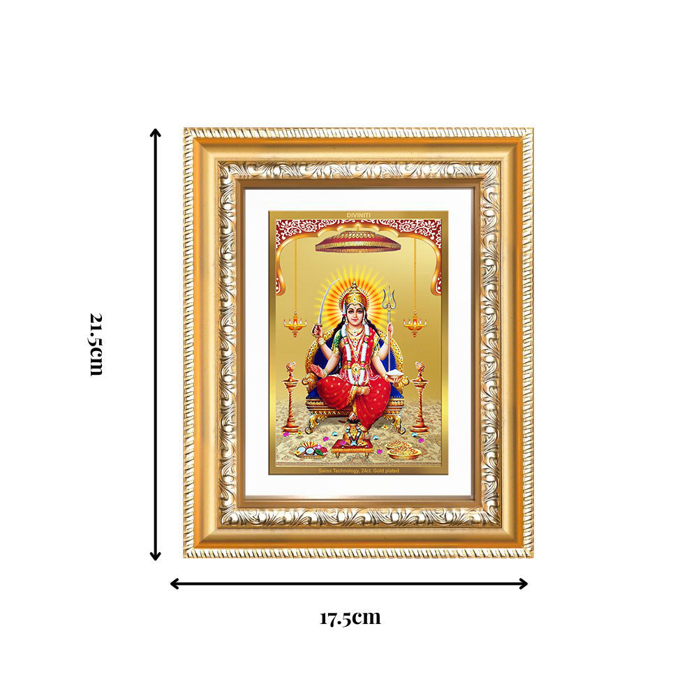 Diviniti 24K Gold Plated Santoshi Mata (Classic) Divine Wall and Table Top Frame for Home Mandir & Office Decor | Luxury Spiritual Gift