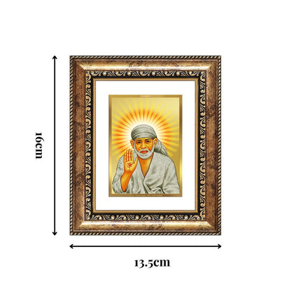 Diviniti 24K Gold Plated Sai Baba With Blessings Divine Table Top Frame for Home Mandir & Office Decor | Luxury Spiritual Gift