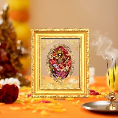 Maa Katyayani Divine Durga Form Sacred Courage & Marriage Blessings Royal Tabletop Frame in 24K Gold Plated Foil